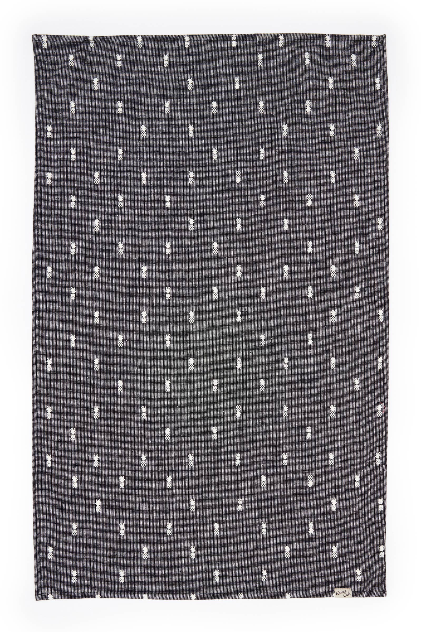 Pineapple Linen Tea Towel - Textured Black
