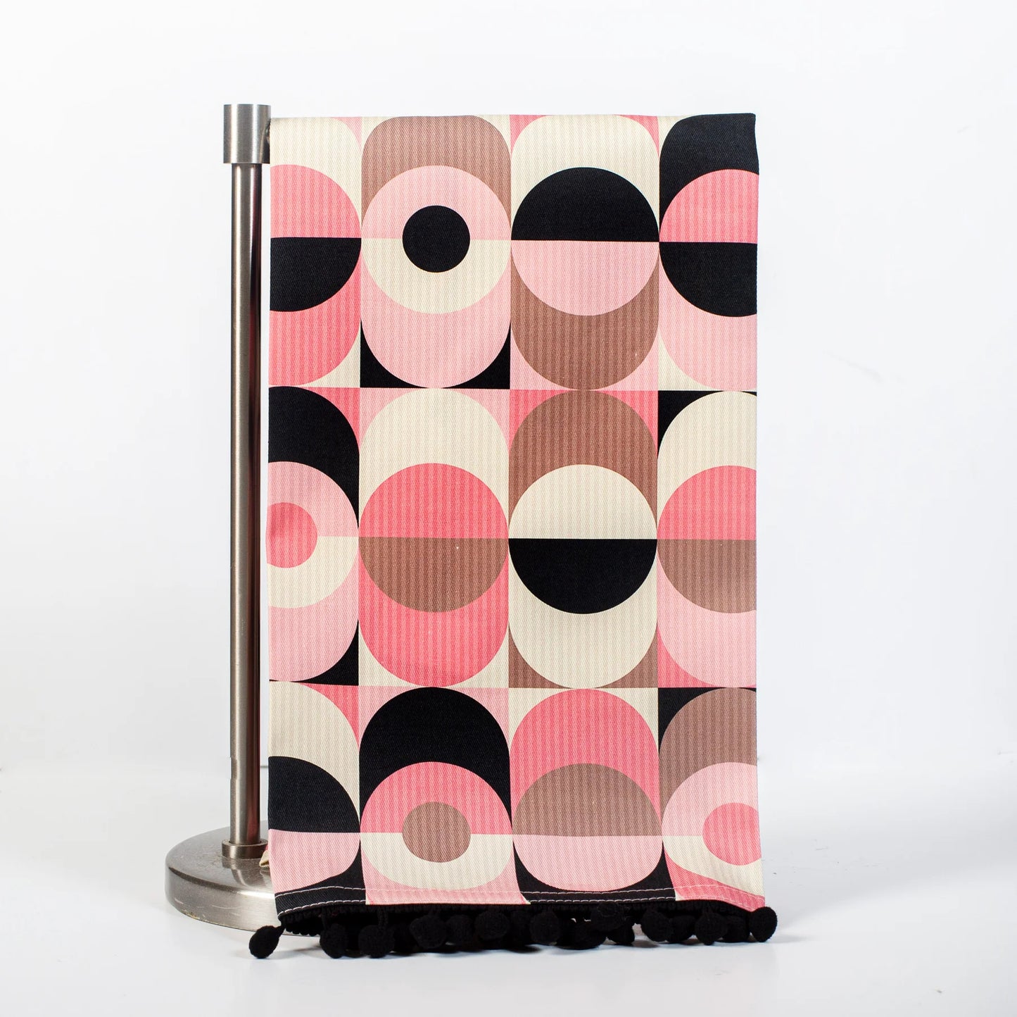 Mid Century Tea Towel- Pink Circle in Oval