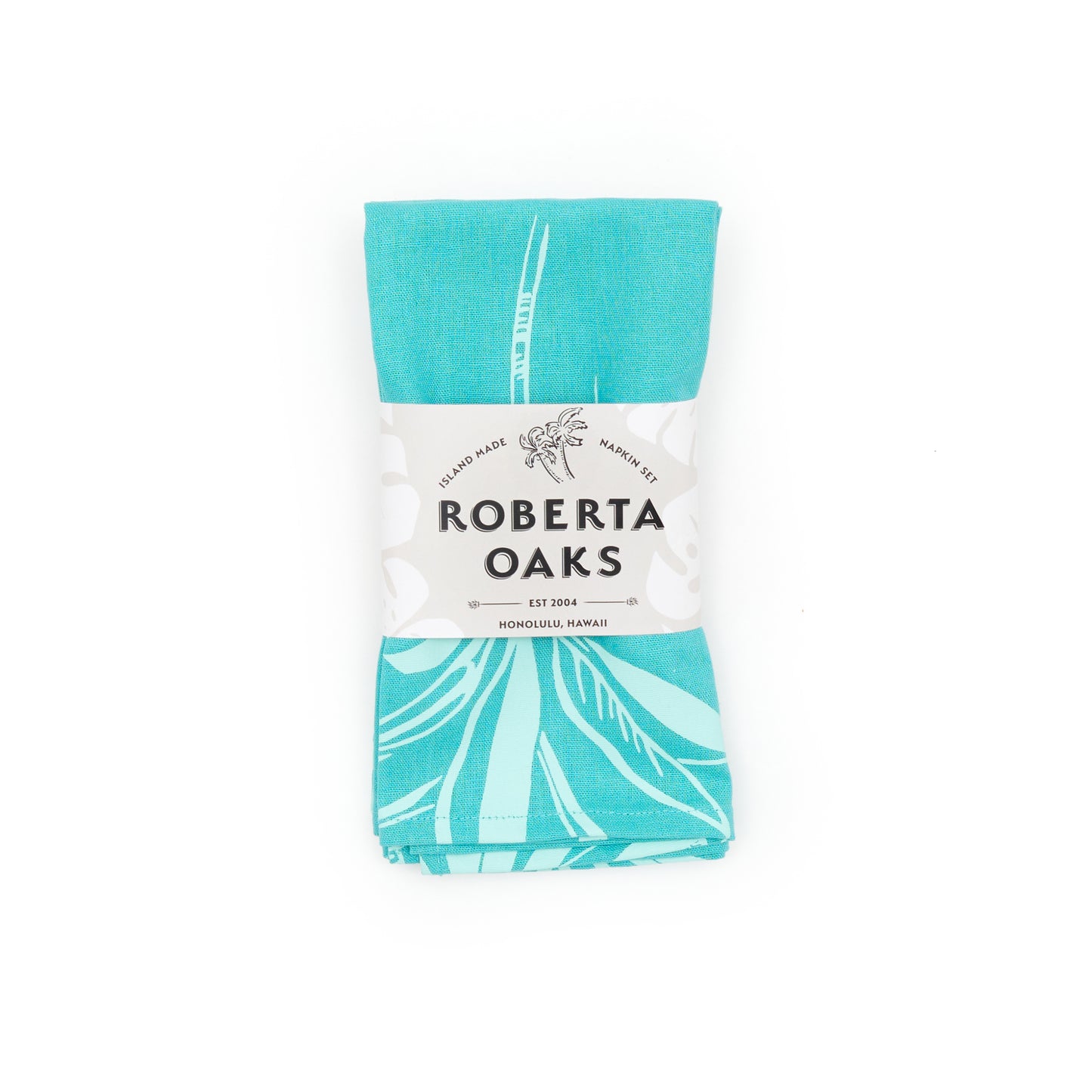 Ti Leaf Linen Napkin Set - Aqua