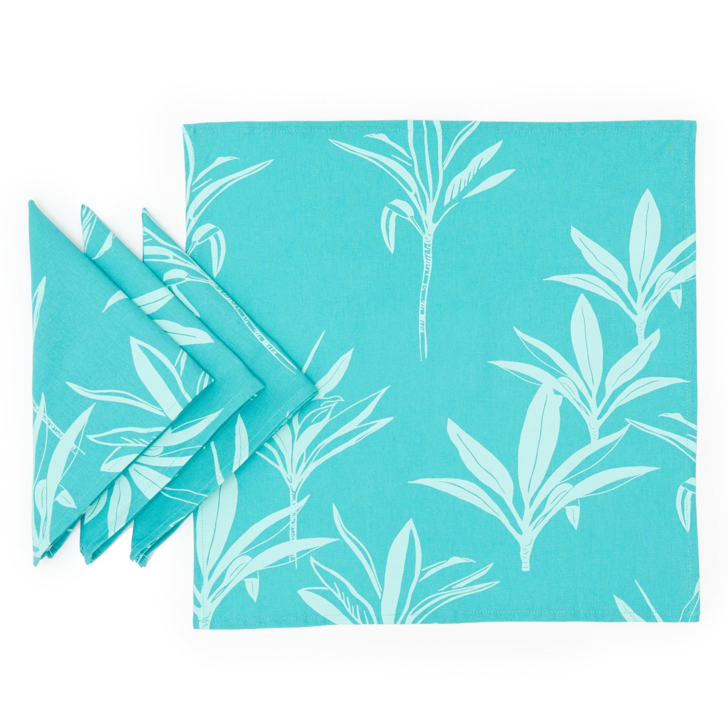 Ti Leaf Linen Napkin Set - Aqua