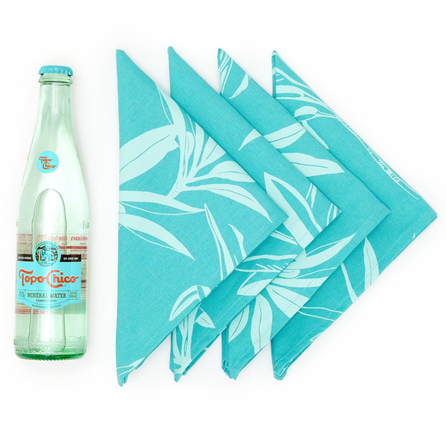 Ti Leaf Linen Napkin Set - Aqua