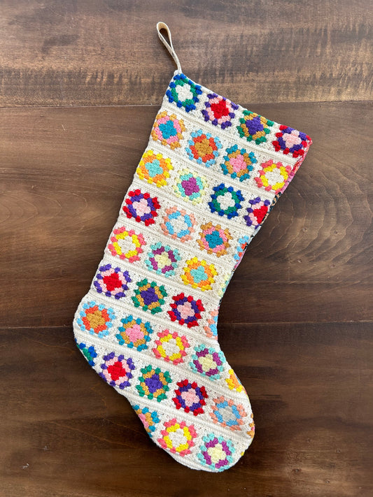 Crochet + Kantha Stocking A