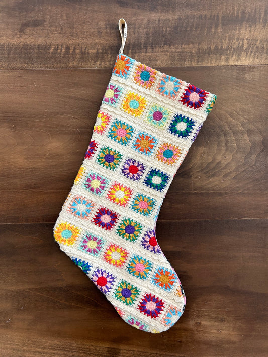 Crochet + Kantha Stocking C