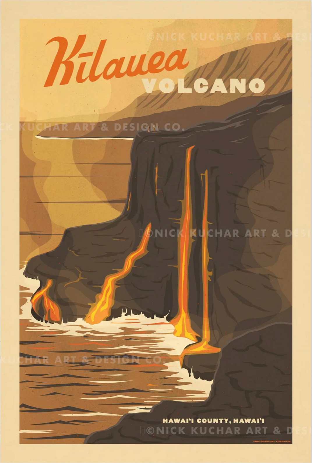 Kilauea Volcano Travel Print by Nick Kuchar