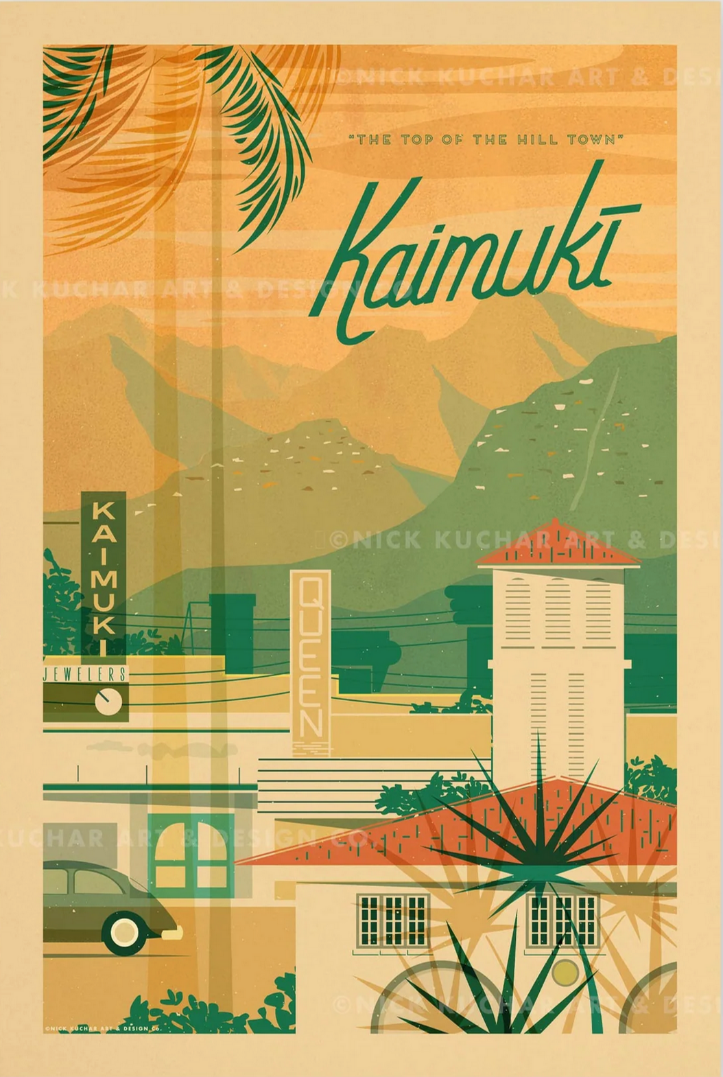 Kaimuki Travel Print by Nick Kuchar