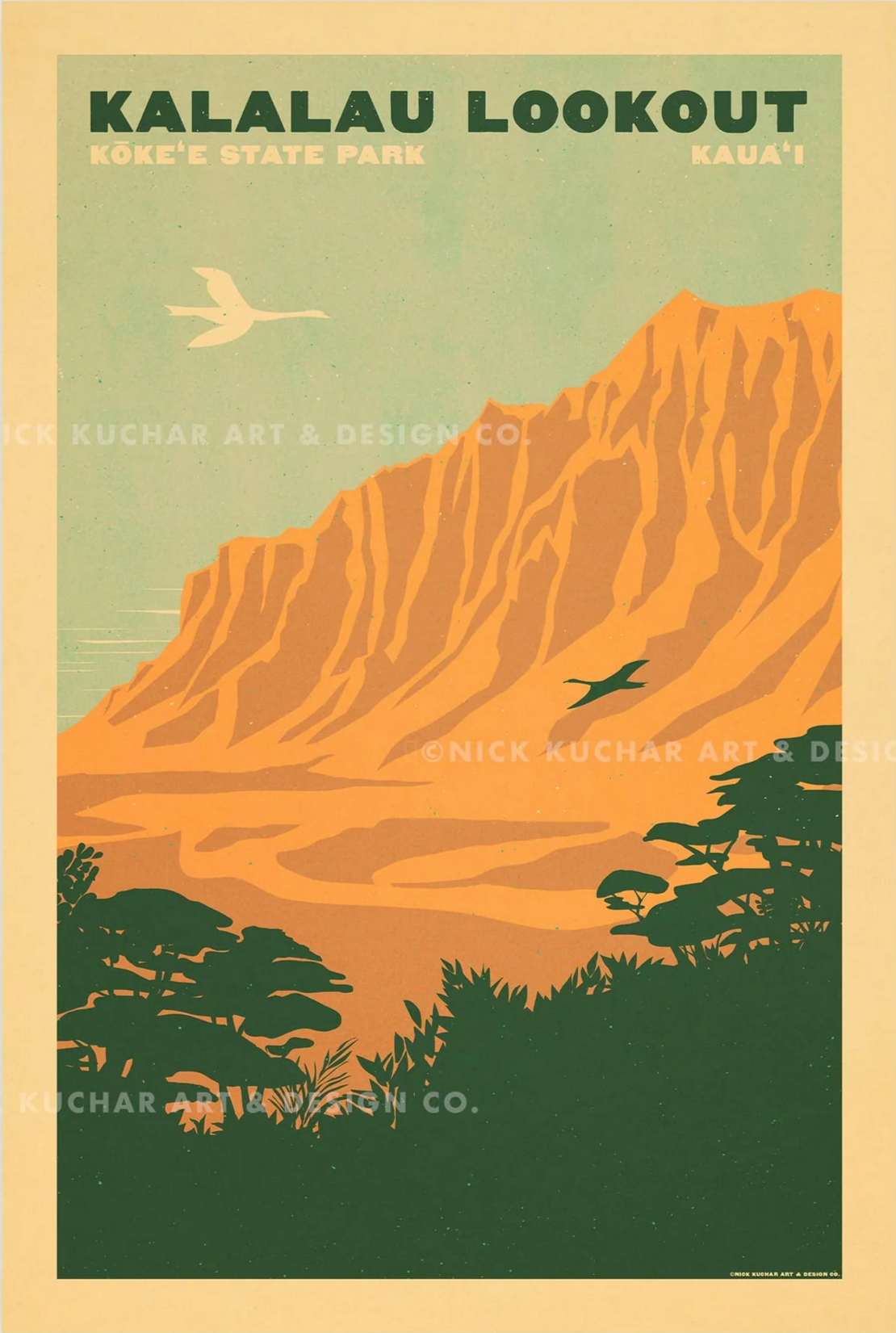 Kalalau Lookout Travel Print by Nick Kuchar