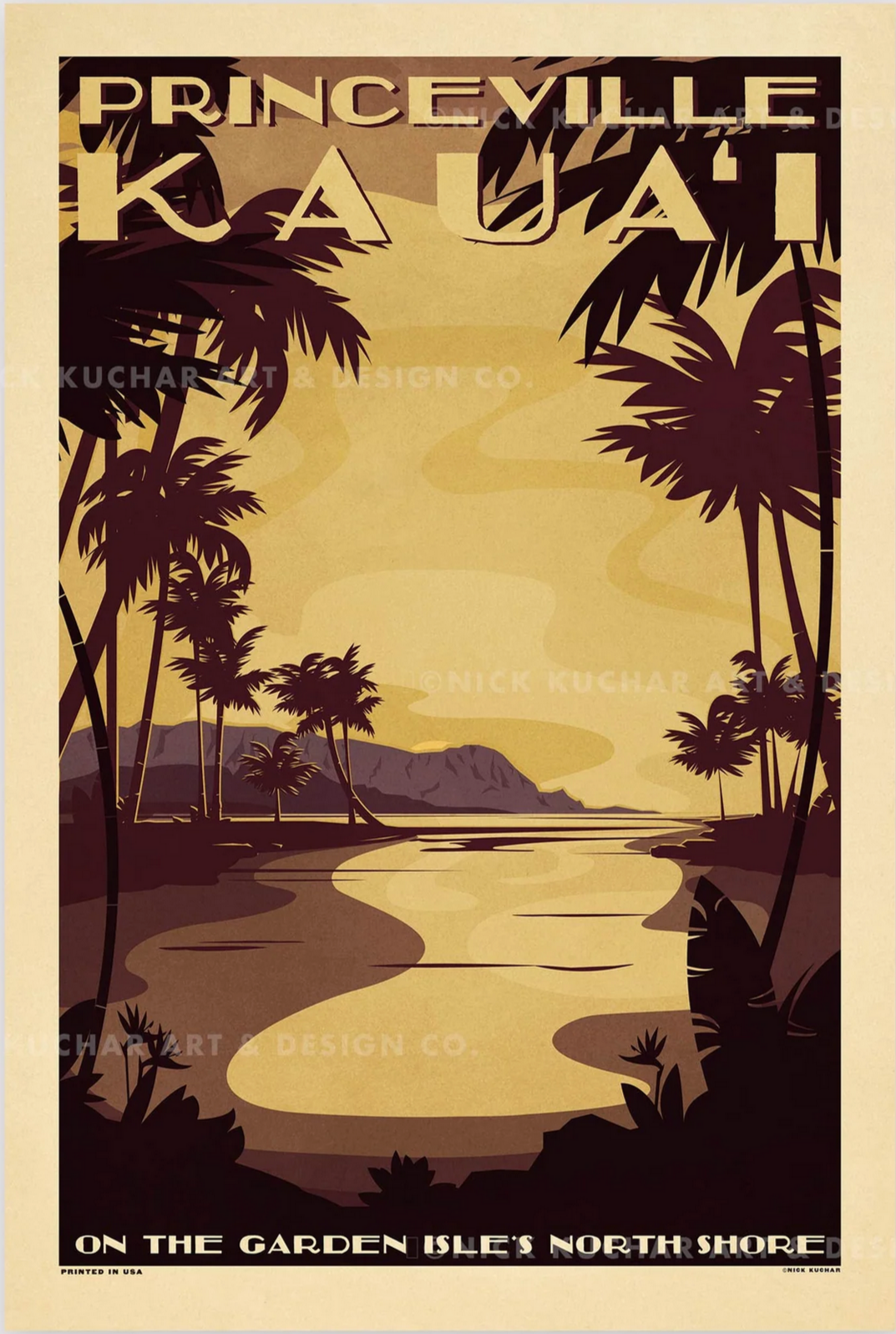 Princeville Travel Print by Nick Kuchar