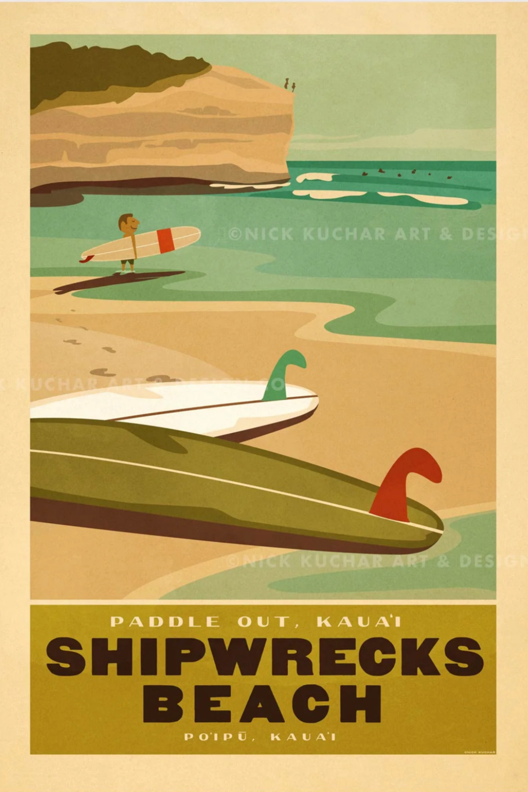 Shipwrecks Beach poster by Nick Kuchar