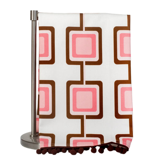 Mid Century Tea Towel- Pink Square