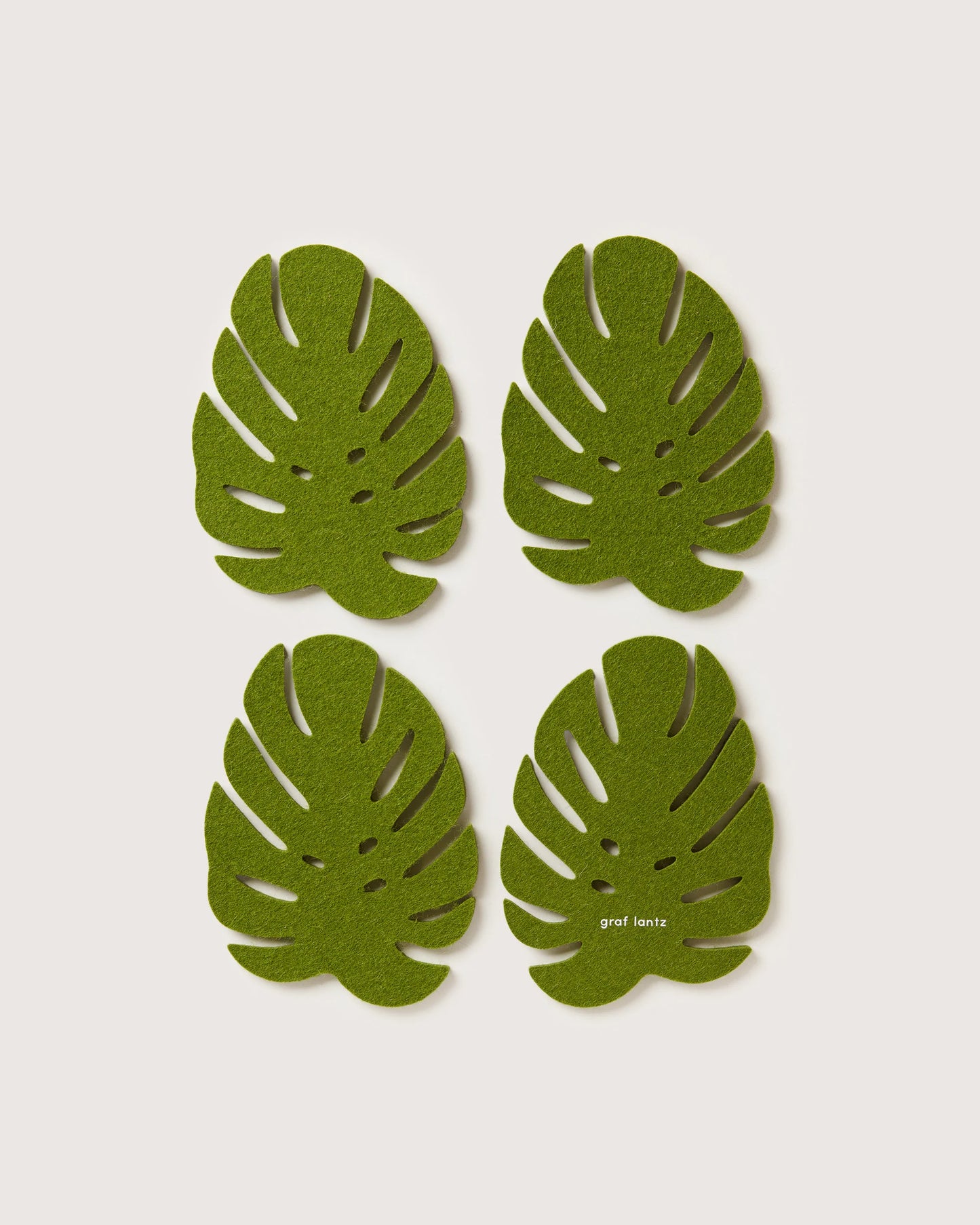 Wool Monstera Coasters- Loden Green