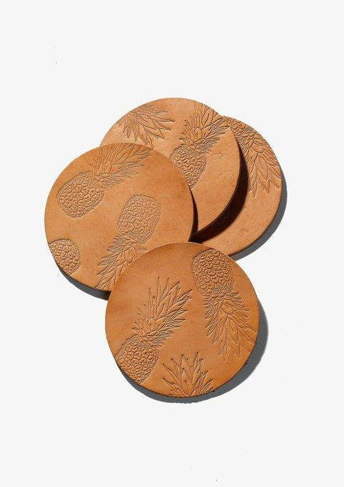 Pineapple Coasters - Natural Leather