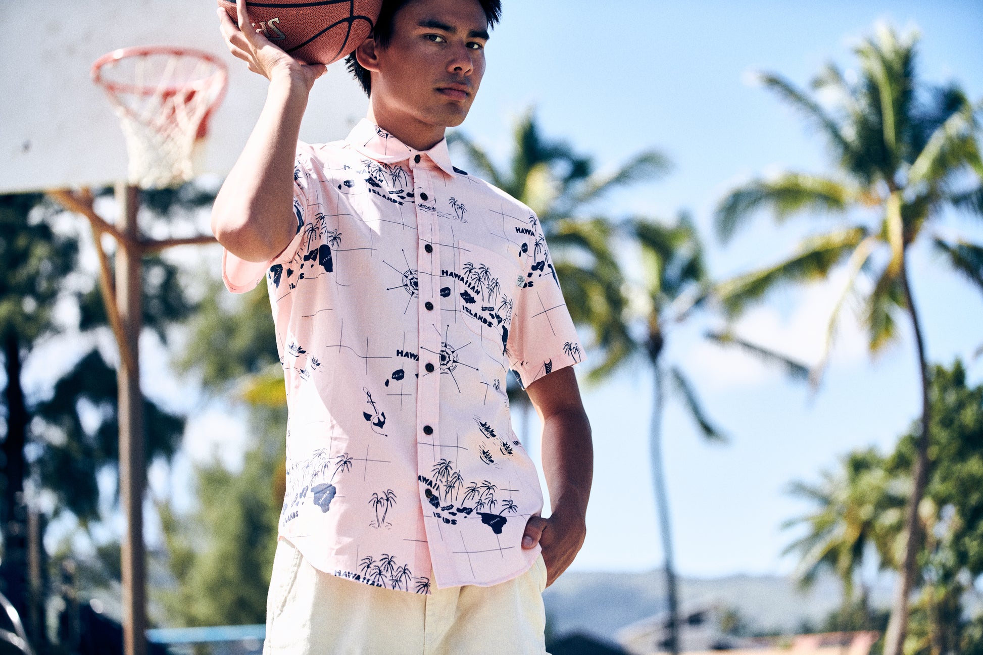  Basketball Ball Short Sleeve Shirt for Men Button